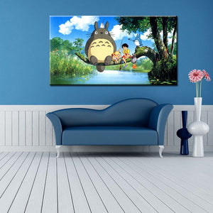 Modern Cartoon Art Painting Miyazaki Hayao Totoro Poster Wall Painting for Kids Bedroom Wall Picture Home Decor Gift No Frame - SallyHomey Life's Beautiful