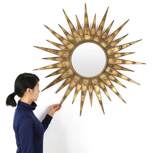 American Wrought Iron 3D Sun Mirror Wall Hanging Decorative Wall Crafts Decoration Home Livingroom Background Mural R2124 (Multi-Colored) - SallyHomey Life's Beautiful