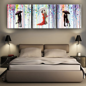 Abstract Painting Romantic Kiss Lovers Under the Umbrella Canvas Pictures Wall Art Hand Painted Oil Painting For Home Decor Gift - SallyHomey Life's Beautiful