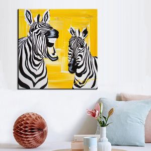 Abstract Cute Animal Canvas Painting Laughing Zebra Digital Printed Poster Wall Painting for Baby Bedroom Home Decor Gift - SallyHomey Life's Beautiful