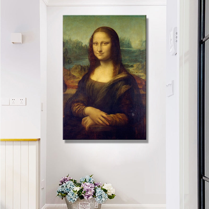 Italy Famous Painter Leonardo Da Vinci's Mona Lisa Posters Print on Canvas Wall Art Canvas Painting for Living Room Home Decor - SallyHomey Life's Beautiful