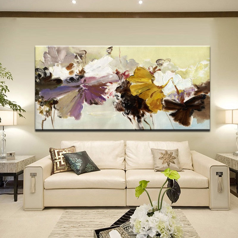 70x140cm - Modern Abstract  Flowers Prints on Canvas - SallyHomey Life's Beautiful