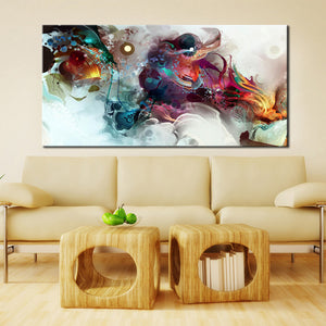 Modern Posters and Prints Wall Art Canvas Painting on Canvas Home Decor Watercolor Abstract Dangon Pictures for Living Room Wall - SallyHomey Life's Beautiful