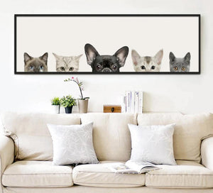 Animals Cat Dog Poster Minimalist Art Canvas Painting Wall Picture Long Banner Print Modern Home Room Decoration 391 - SallyHomey Life's Beautiful