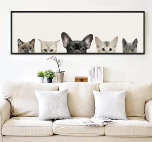 Kawaii Animals Cat Dog Poster Minimalist Art Canvas Painting Wall Picture Long Banner Print Modern Home Room Decoration 391 - SallyHomey Life's Beautiful