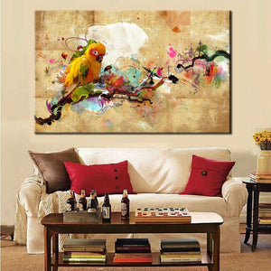 Modern Abstract ColorfuL Parrot Bird Oil Canvas Painting on Canvas Print Poster Wall Picture for Living Room Home Decor Gift - SallyHomey Life's Beautiful