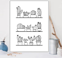 Load image into Gallery viewer, Nordic Art Cactus Plants Minimalist Art Canvas Poster Painting Black White Picture Print Modern Kids Room Decoration Wall Decor - SallyHomey Life&#39;s Beautiful