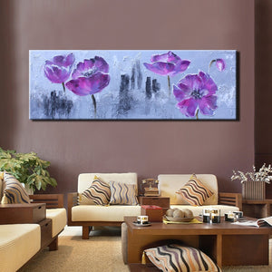 Canvas Print Wall Art Colorful Flowers 60x180cm Large Poster Oil Painting on Canvas for Living Room Wall Decor - SallyHomey Life's Beautiful