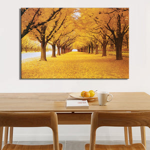 Modern Golden Trees Landscape Posters and Prints Wall Art Canvas Painting The Golden Road Pictures for Living Room home Decor - SallyHomey Life's Beautiful