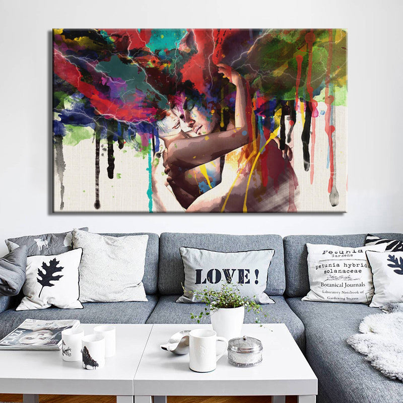 Abstract Watercolor Hand Painted Lover Pictures for living Room Wall - SallyHomey Life's Beautiful