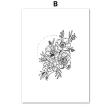 Load image into Gallery viewer, Black And White Flower Wall Art Canvas Painting Nordic Posters And Prints Wall Pictures For Living Room Scandinavian Home Decor - SallyHomey Life&#39;s Beautiful