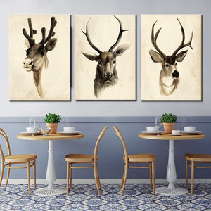 Modern Animal Painting Cute Deers Canvas Painting Hand-Draw Print Poster Wall Picture On Canvas for Home Decoration Frameless - SallyHomey Life's Beautiful