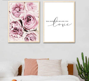 Scandinavian Style Pink Flower Painting Wall Art Canvas Posters Nordic Prints Decorative Picture Modern Home Bedroom Decoration - SallyHomey Life's Beautiful