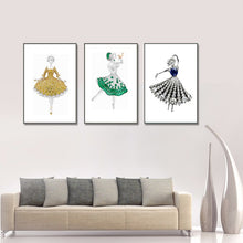 Load image into Gallery viewer, Modern Abstract Art Posters and Print Wall Art Canvas Painting Girls&#39; Dress Inlaid with Gems Decorative Pictures for Living Room - SallyHomey Life&#39;s Beautiful