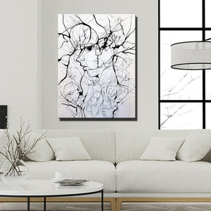 Abstract Portrait Canvas Painting Print Poster Hand-drawn Line Drawing Wall Art Picture for Living Room Home Decoration Gift - SallyHomey Life's Beautiful