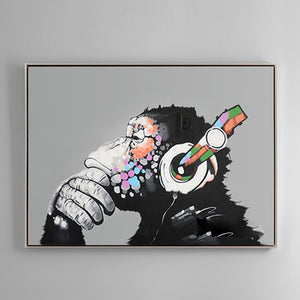 100% Hand Painted Thinking Chimp Art Oil Painting On Canvas Wall Art Wall Adornment Pictures Painting For Living Room Home Decor