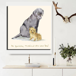 Two Cute Dogs Who Was The Boss Wall Painting Canvas Picture Digital Printed for Living Room Wall Decoration Home Decor Gift - SallyHomey Life's Beautiful