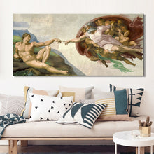 Load image into Gallery viewer, Sistine Chapel Ceiling Fresco of Michelangelo, Creation of Adam Poster Print on Canvas Wall Art Picture for Living Room Decor - SallyHomey Life&#39;s Beautiful
