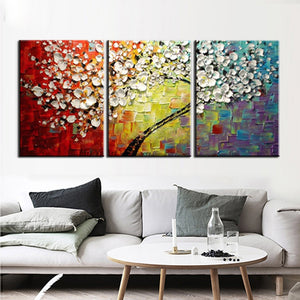 3 piece wall art decor red tree abstract knife acrylic flower painting for sale abstract canvas oil painting for living room - SallyHomey Life's Beautiful