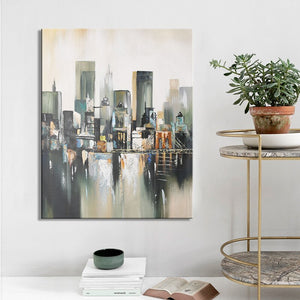 Modern Abstract Oil Painting on Canvas Wall Art Manhattan Bridge Posters Print Wall Decorative Pictures for Living Room Decor - SallyHomey Life's Beautiful