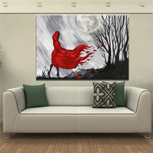 Load image into Gallery viewer, Modern Abstract Wall Decoration Canvas Painting Red Coat Girl at Night Hand Painted Poster Prints On Canvas for Living Room Gift - SallyHomey Life&#39;s Beautiful
