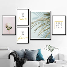 Load image into Gallery viewer, White Flower Palm Leaf Quotes Landscape Wall Art Canvas Painting Nordic Posters And Prints Wall Pictures For Living Room Decor - SallyHomey Life&#39;s Beautiful