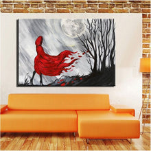 Load image into Gallery viewer, Modern Abstract Wall Decoration Canvas Painting Red Coat Girl at Night Hand Painted Poster Prints On Canvas for Living Room Gift - SallyHomey Life&#39;s Beautiful