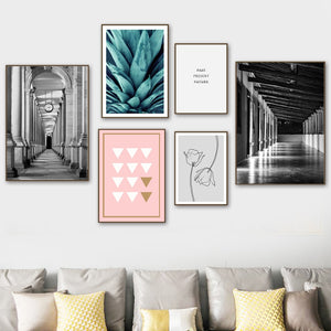 Geometric Pineapple Flower Quote Corridor Wall Art Canvas Painting Nordic Posters And Prints Wall Pictures For Living Room Decor - SallyHomey Life's Beautiful