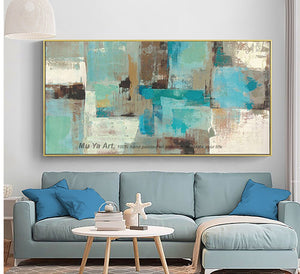 Vintage handmade artwork modern abstract pictures quadro decorativo canvas painting blue oversize wall painting living room - SallyHomey Life's Beautiful