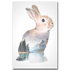 Rabbit Deer Animal Silhouette Poster Prints Minimalism Wall Art Canvas Painting Nordic Style Picture Home Decor - SallyHomey Life's Beautiful