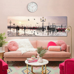 Abstract Landscape Posters and Prints Wall Art Canvas Painting Lovers and City View Oil Painting Pictures for Living Room Decor - SallyHomey Life's Beautiful