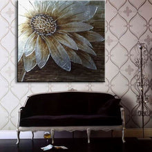 Load image into Gallery viewer, Abstract painting on canvas,silver flower oil paintings, modern flower art for home decoration on wall