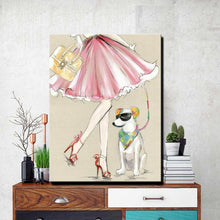 Load image into Gallery viewer, Modern Canvas Painting A Cool Dog With A Girl Oil Painting On Canvas Wall Paintings Picture For Living Room Wall Art Wall Decor - SallyHomey Life&#39;s Beautiful