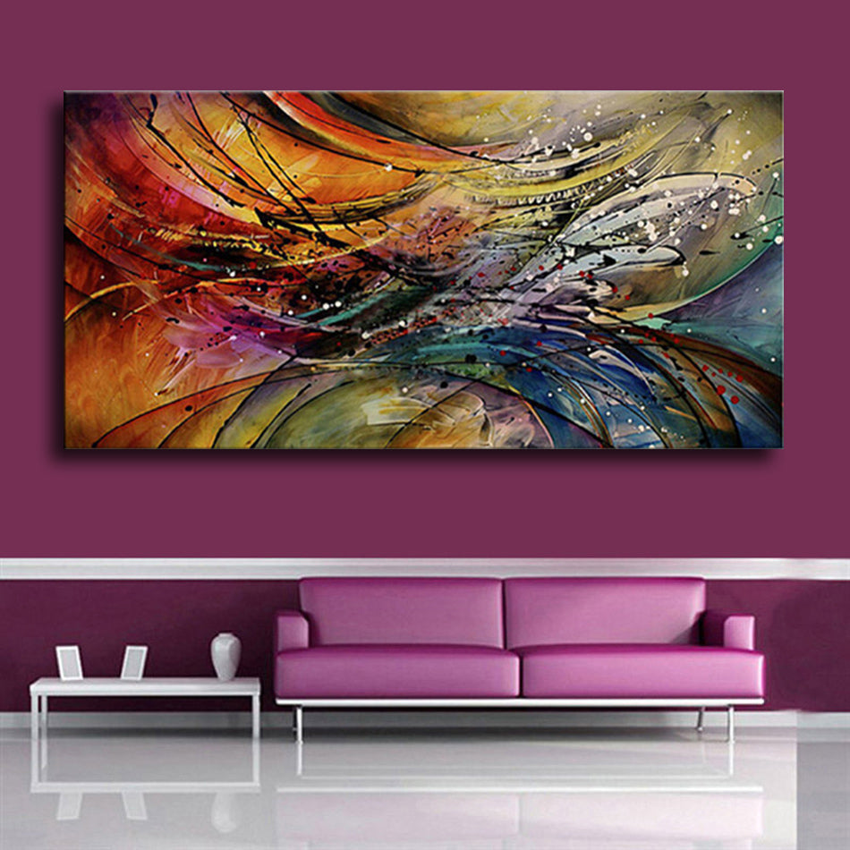 100% Hand Painted Modern Abstract Oil Paintings Home Wall Art Canvas Set With Red White Geometric Artwork For Living Room Decor - SallyHomey Life's Beautiful