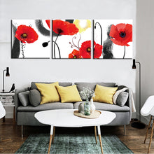 Load image into Gallery viewer, Modern Watercolor Wall Art Decoration Canvas Painting 3Panels Red Flowers Pictures for Living Room Wall Printed Posters No Frame - SallyHomey Life&#39;s Beautiful