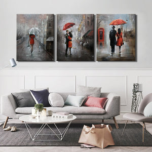 Modern Abstract Posters and Prints Wall Art Canvas Painting Wall Decoration Streetscape Lovers in the Rain Pictures for Bedroom - SallyHomey Life's Beautiful