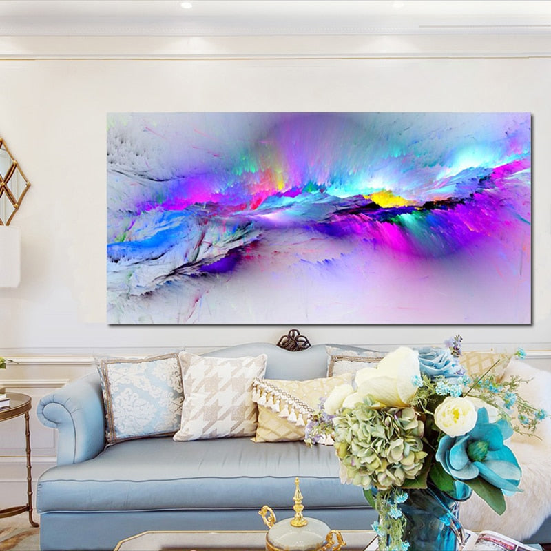 Abstract Posters and Print on Canvas Wall Art Oil Painting for Living Room Home Decor Creative Abstract Colorful Clouds Painting - SallyHomey Life's Beautiful
