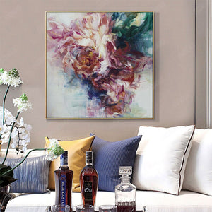 100% Hand Painted Abstract Big Flowers Oil Painting On Canvas Wall Art Wall Adornment Pictures Painting For Live Room Home Decor