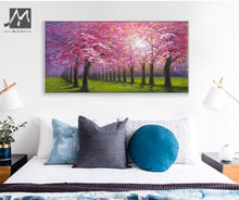 Load image into Gallery viewer, Cheap modern paintings handmade beautiful oil painting landscape pink cherry blossom tree painting wall pictures for kitchen - SallyHomey Life&#39;s Beautiful
