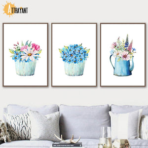 Daisy Blue Sun Flower hyacinth Violet Wall Art Canvas Painting Nordic Posters And Prints Wall Pictures For Living Room Decor - SallyHomey Life's Beautiful