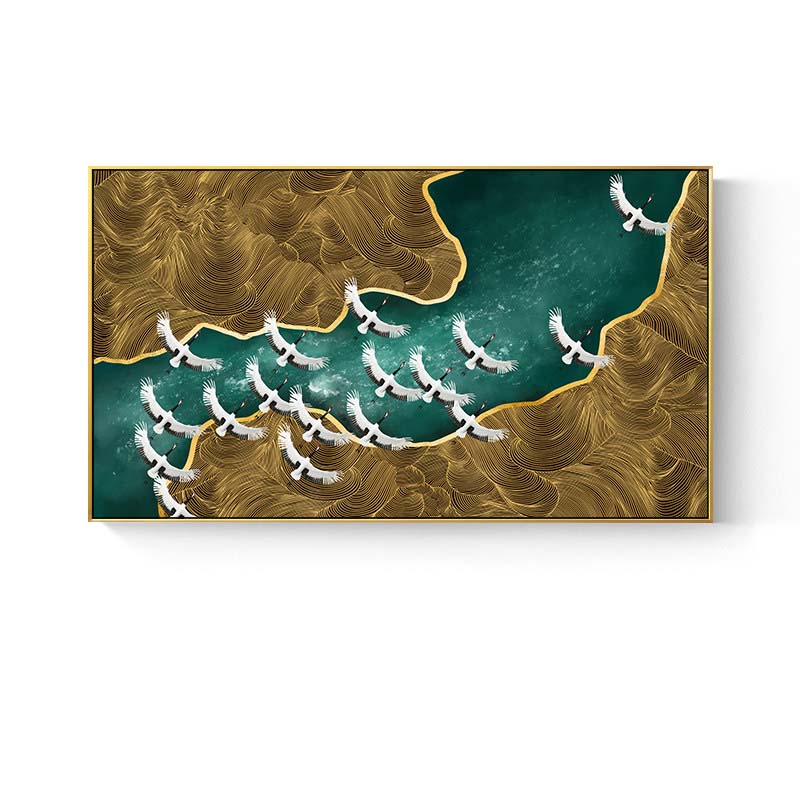 100% Hand Painted Abstract Flying Bird Wave Art Oil Painting On Canvas Wall Art Wall Adornment Pictures For Live Room Home Decor