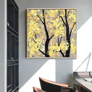 100% Hand Painted Modern Tree Scenery Oil Painting On Canvas Wall Art Frameless Picture Decoration For Live Room Home Decor Gift