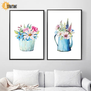 Daisy Blue Sun Flower hyacinth Violet Wall Art Canvas Painting Nordic Posters And Prints Wall Pictures For Living Room Decor - SallyHomey Life's Beautiful