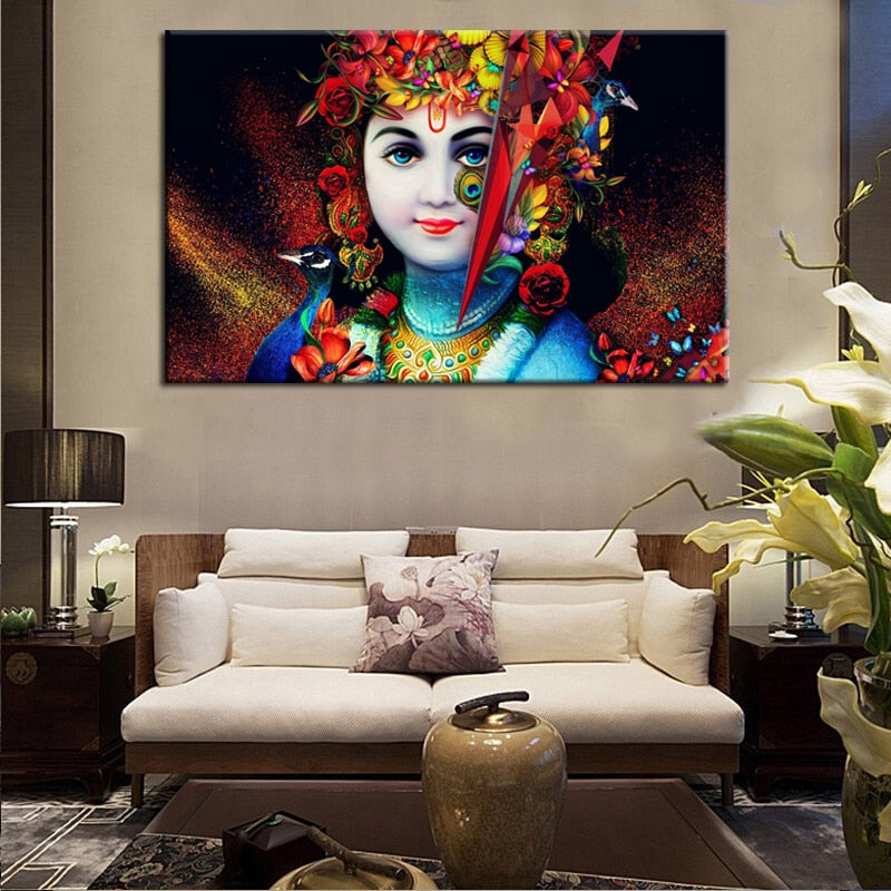 Hindusism Posters and Prints Wall Art Canvas Painting Beautiful Lord Krishna  Pictures Wall Decoration For Living Room Frameless - SallyHomey Life's Beautiful