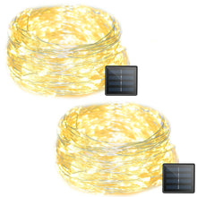 Load image into Gallery viewer, Solar Powered Copper Wire LED String Lights 200 LED Starry Rope Lights Home Party Christmas Indoor Outdoor Lighting Decoration (Warm White 2 Pieces 0-5W) - SallyHomey Life&#39;s Beautiful