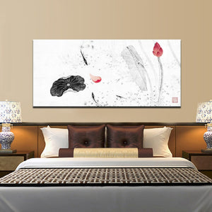 Modern Chinese Ink Painting Lotus and Fish Print Poster Wall Canvas Painting Art for Living Room Home Decoration Frameless - SallyHomey Life's Beautiful