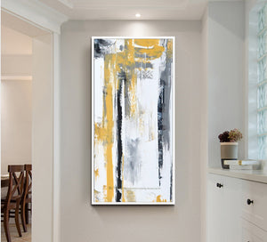 Abstract modern hand painted canvas decorative wall picture cuadro decorativo living room large oil painting yellow vertical art - SallyHomey Life's Beautiful