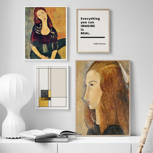 Girl Abstract Painting Geometric Poster Vintage Wall Art Canvas Painting Nordic Posters And Prints Wall Pictures For Living Room - SallyHomey Life's Beautiful