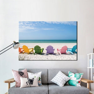 Modern Seascape Posters and Prints Wall Art Canvas Painting Wall Decoration Sunny Beach Pictures for Living Room Wall No Frame - SallyHomey Life's Beautiful