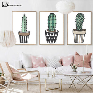 Nordic Art Plant Cactus Canvas Poster Painting Modern Nursery A4 Wall Picture Children Kids Room Decoration Home Decoration - SallyHomey Life's Beautiful